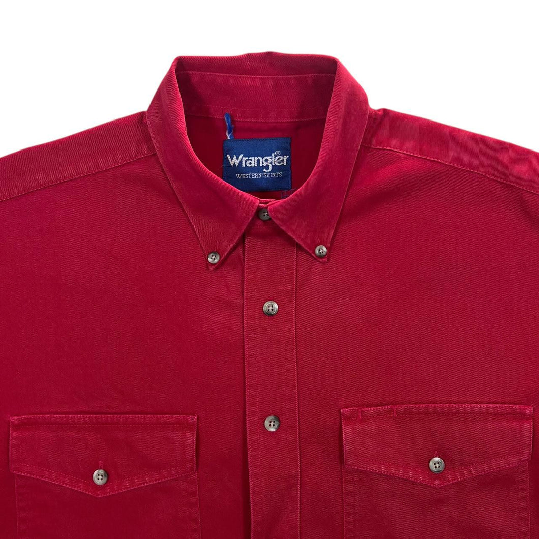 Vintage Wrangler Western Shirts Red Cotton Long Sleeve Button-Up Shirt