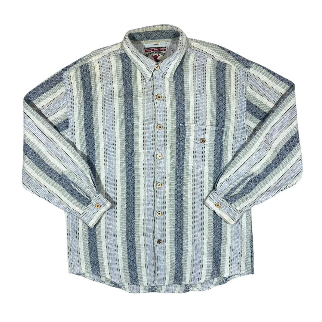 Vintage 90's AMERICAN TRADE Multi Striped Long Sleeve Flannel Shirt
