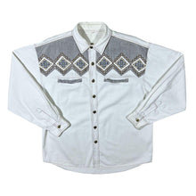 Load image into Gallery viewer, Vintage Forbidden Co. Cowboy Western Embroidered Aztec Pattern White Long Sleeve Shirt
