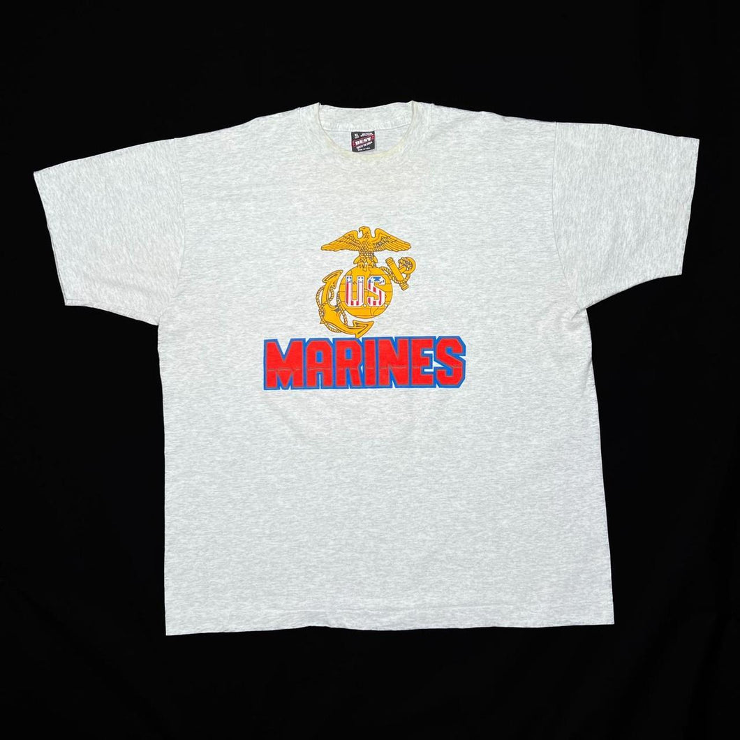 Vintage 90’s US MARINES Military Army Spellout Graphic Single Stitch T-Shirt
