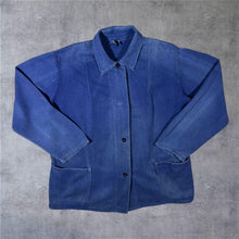 Load image into Gallery viewer, Vintage French Chore Worker Style Faded Blue Denim Distressed Cotton Jacket
