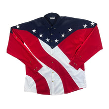 Load image into Gallery viewer, Vintage 90&#39;s GORTRUD Cowboy Western USA Flag Colour Block Long Sleeve Cotton Shirt
