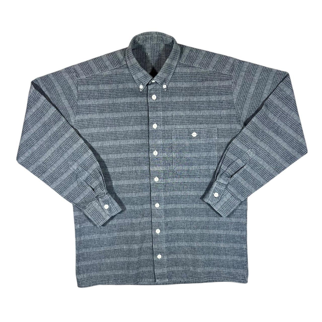 Vintage 90's Dark Grey Multi Striped Long Sleeve Button-Up Flannel Shirt