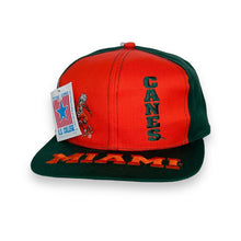 Load image into Gallery viewer, Deadstock Vintage Drew Pearson (1992) NCAA MIAMI HURRICANES Colour Block Embroidered Baseball Cap
