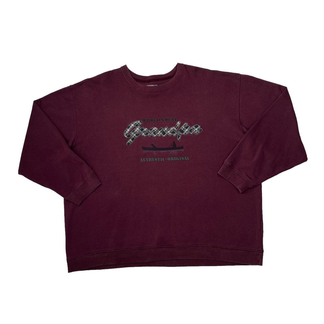 Croft & Barrow WORLD’S BEST GRANDPA Tartan Check Embroidered Novelty Crewneck Sweatshirt