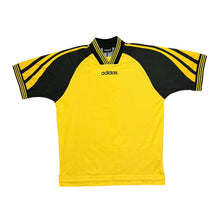 Load image into Gallery viewer, Vintage 90&#39;s ADIDAS Embroidered Mini Centre Logo Spellout Colour Block Polyester Sports Jersey T-Shirt
