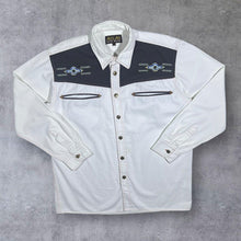 Load image into Gallery viewer, Early 00&#39;s Atlas For Men Cowboy Western Embroidered White Cotton Long Sleeve Shirt

