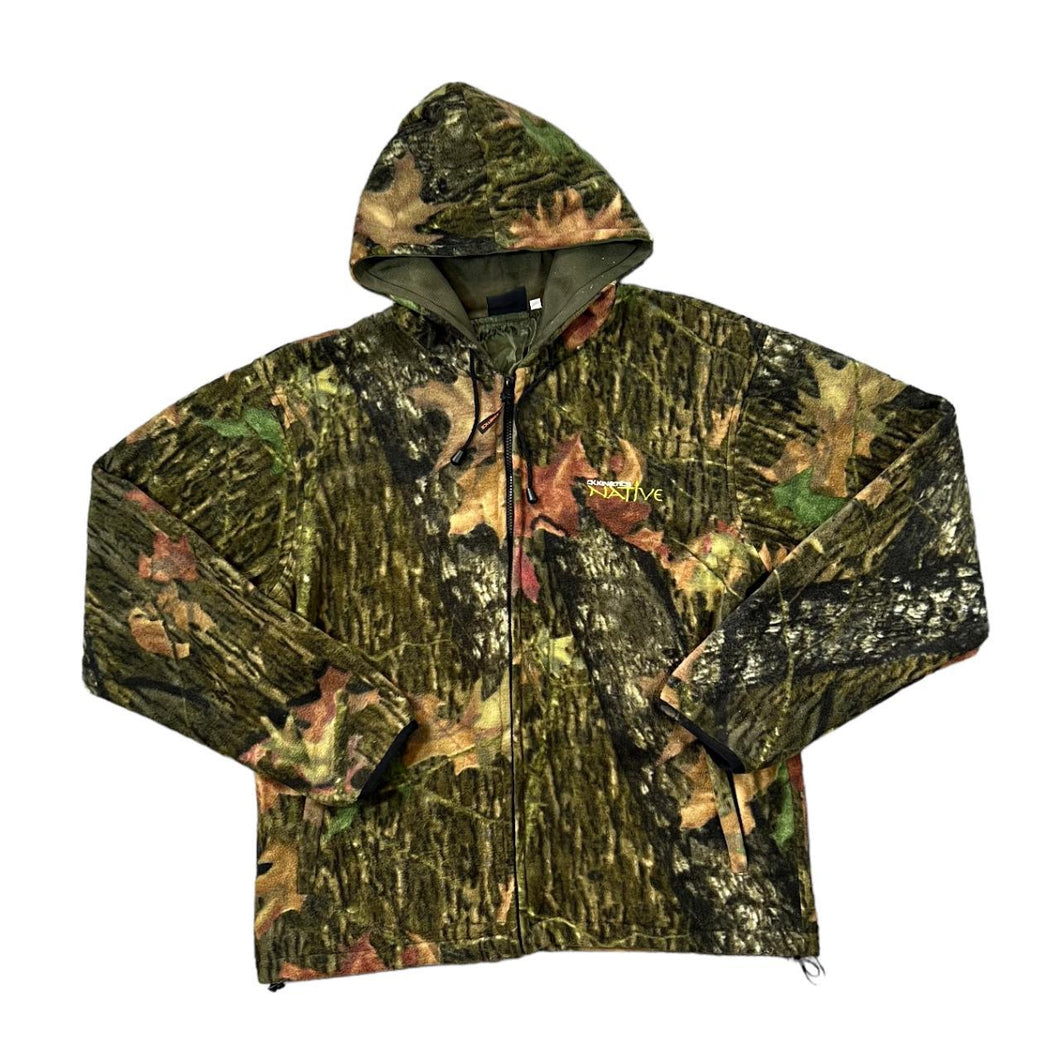 CK KINETICS NATIVE Mini Logo Woodlands Camo Camouflage Pattern Zip Fleece Hoodie