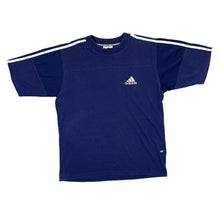 Load image into Gallery viewer, Vintage ADIDAS Classic Three Stripe Mini Logo Navy Blue Short Sleeve T-Shirt
