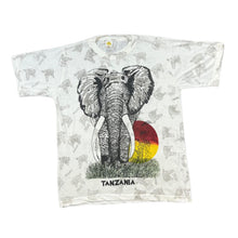 Load image into Gallery viewer, Vintage TANZANIA &quot;Safari&quot; Elephant Wildlife All-Over Print Souvenir Graphic T-Shirt
