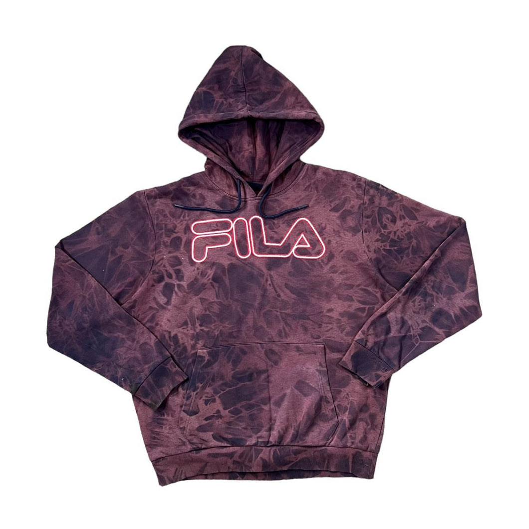 FILA Classic Embroidered Big Logo Spellout Tie Dye Pullover Hoodie