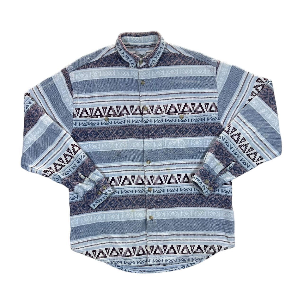 Vintage 90's 3SUISSES Aztec Abstract Patterned Long Sleeve Flannel Shirt