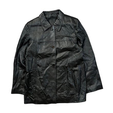 Load image into Gallery viewer, Vintage GENUINE LEATHER Classic Real Black Leather Button Jacket
