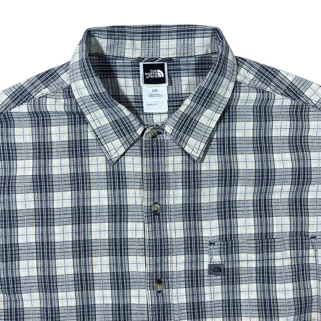 The North Face TNF Grey Check Utility Hiking Short Sleeve Cotton Shirt