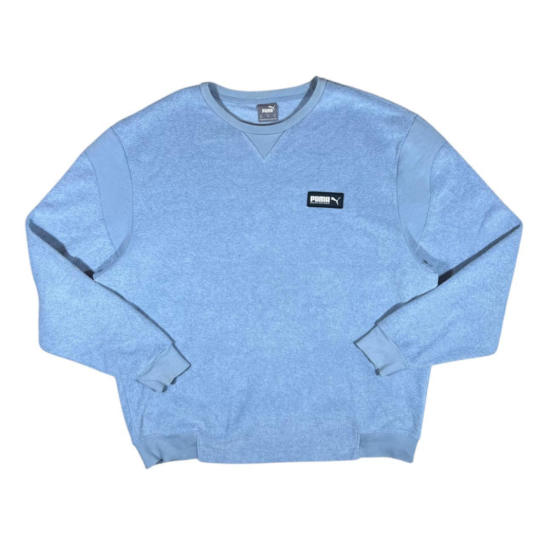 PUMA Classic Mini Logo Blue Fleece Crewneck Sweatshirt