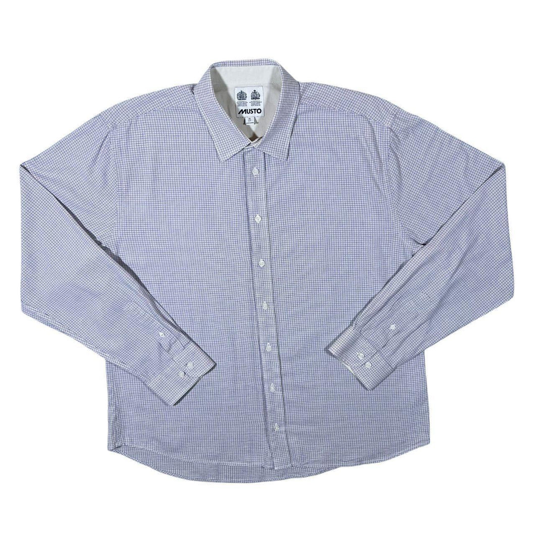 Musto Classic White Blue Green Check Long Sleeve Cotton Shirt