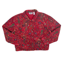 Load image into Gallery viewer, Vintage Chico&#39;s Design Made In India Paisley Patterned Red Cotton Trucker Jacket
