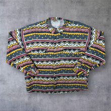 Load image into Gallery viewer, Vintage 90's Memo Crazy Abstract Patterned Long Sleeve Cotton Flannel Shirt
