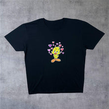 Load image into Gallery viewer, Cartoon Bird (1993) Love Hearts Novelty Graphic Black T-Shirt
