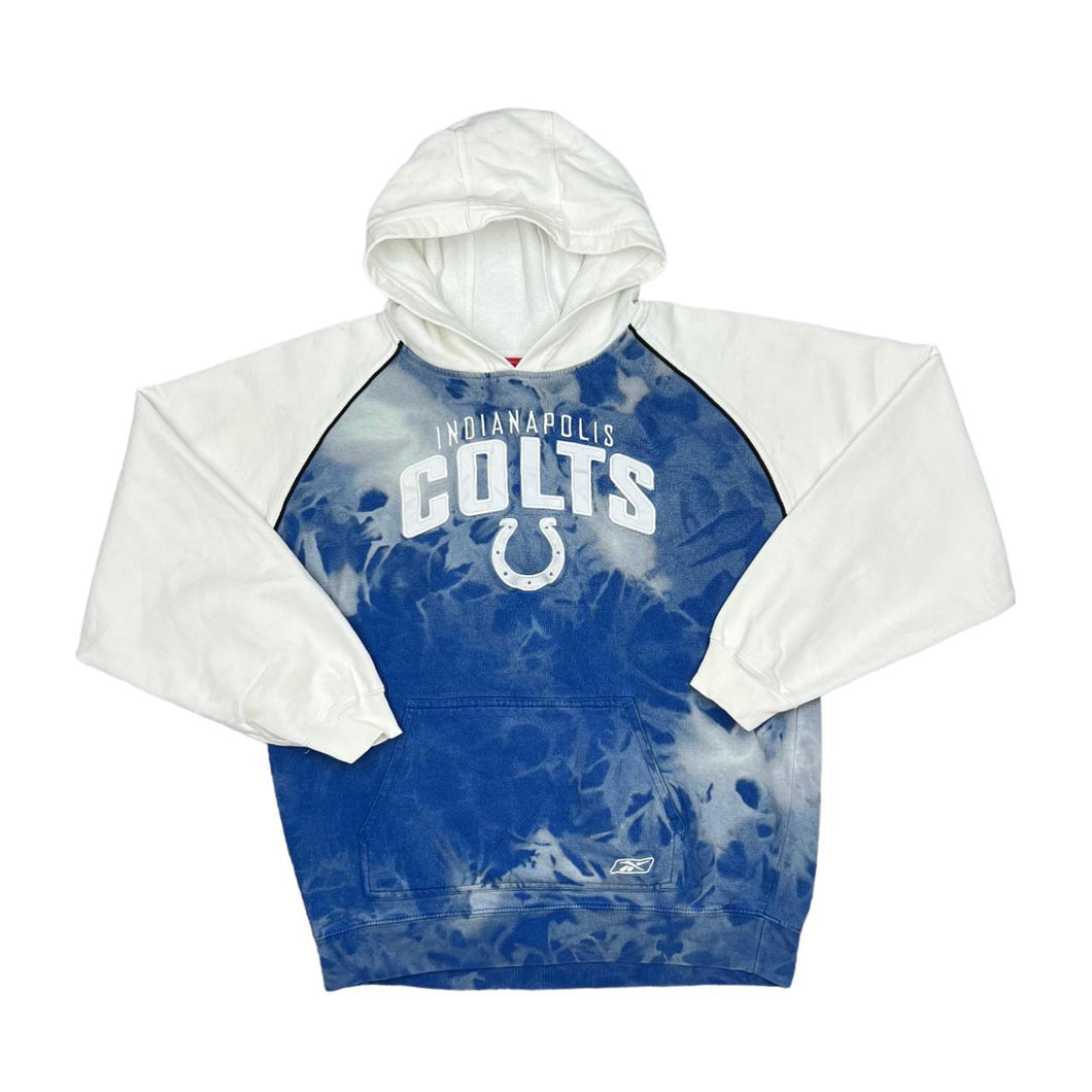 Reebok NFL INDIANAPOLIS COLTS Embroidered Football Spellout Tie Dye Pullover Hoodie