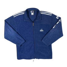 Load image into Gallery viewer, Vintage ADIDAS Embroidered Mini Logo Three Stripe Blue Zip Fleece Sweatshirt
