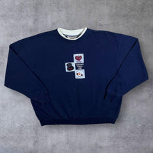 Load image into Gallery viewer, Vintage MC Sportswear Embroidered Christmas Snowman Festive Navy Blue Sweatshirt
