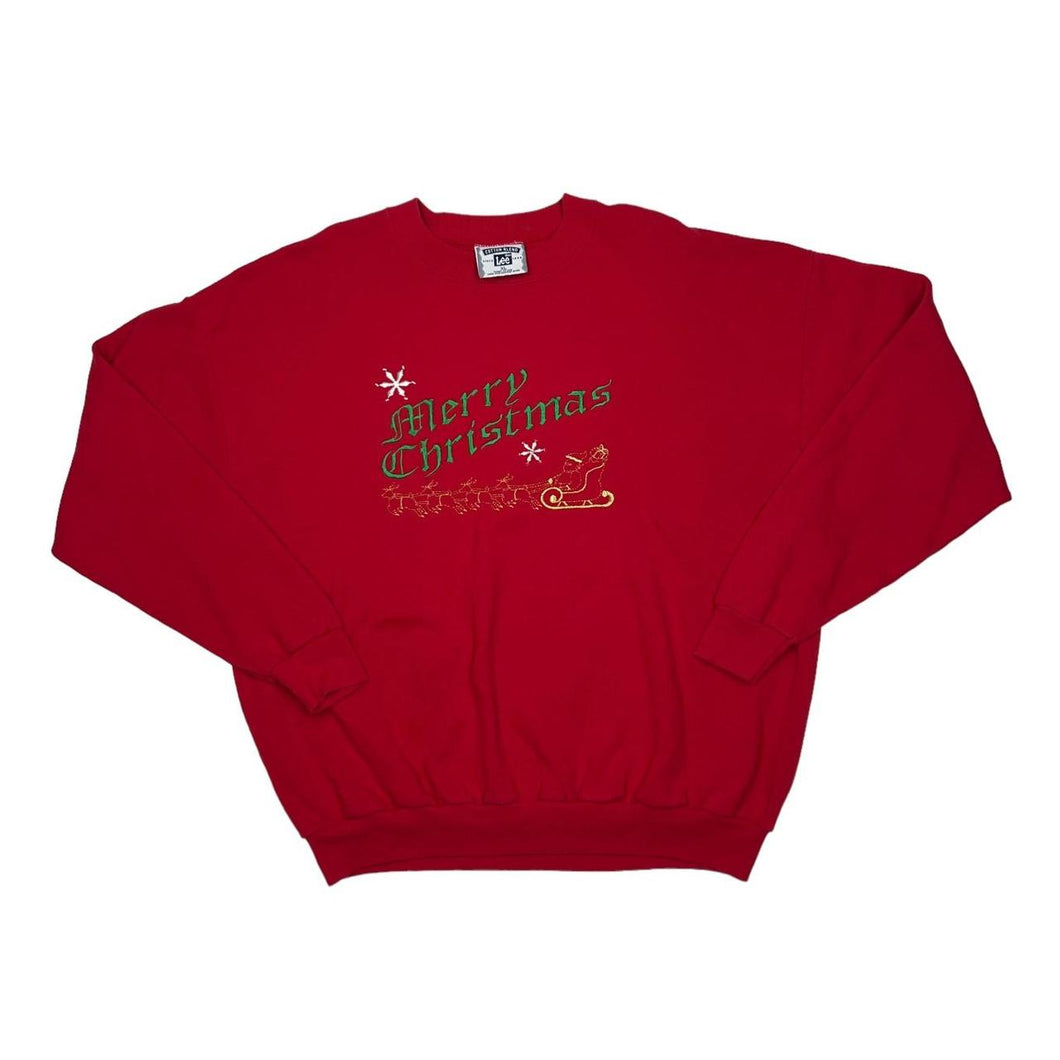Vintage 90’s Lee “MERRY CHRISTMAS” Embroidered Holiday Crewneck Sweatshirt