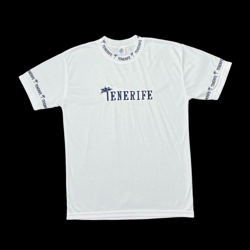 Early 00’s TENERIFE Embroidered Souvenir Spellout Trim Poly Cotton T-Shirt