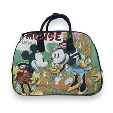 Load image into Gallery viewer, Early 00&#39;s DISNEY Mickey Mouse Woven Tapestry Design Pull Along Weekend Carry Bag Holdall
