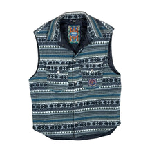Load image into Gallery viewer, Vintage MODERN BASIC Abstract Crazy Patterned Lightly Padded Popper Fleece Gilet
