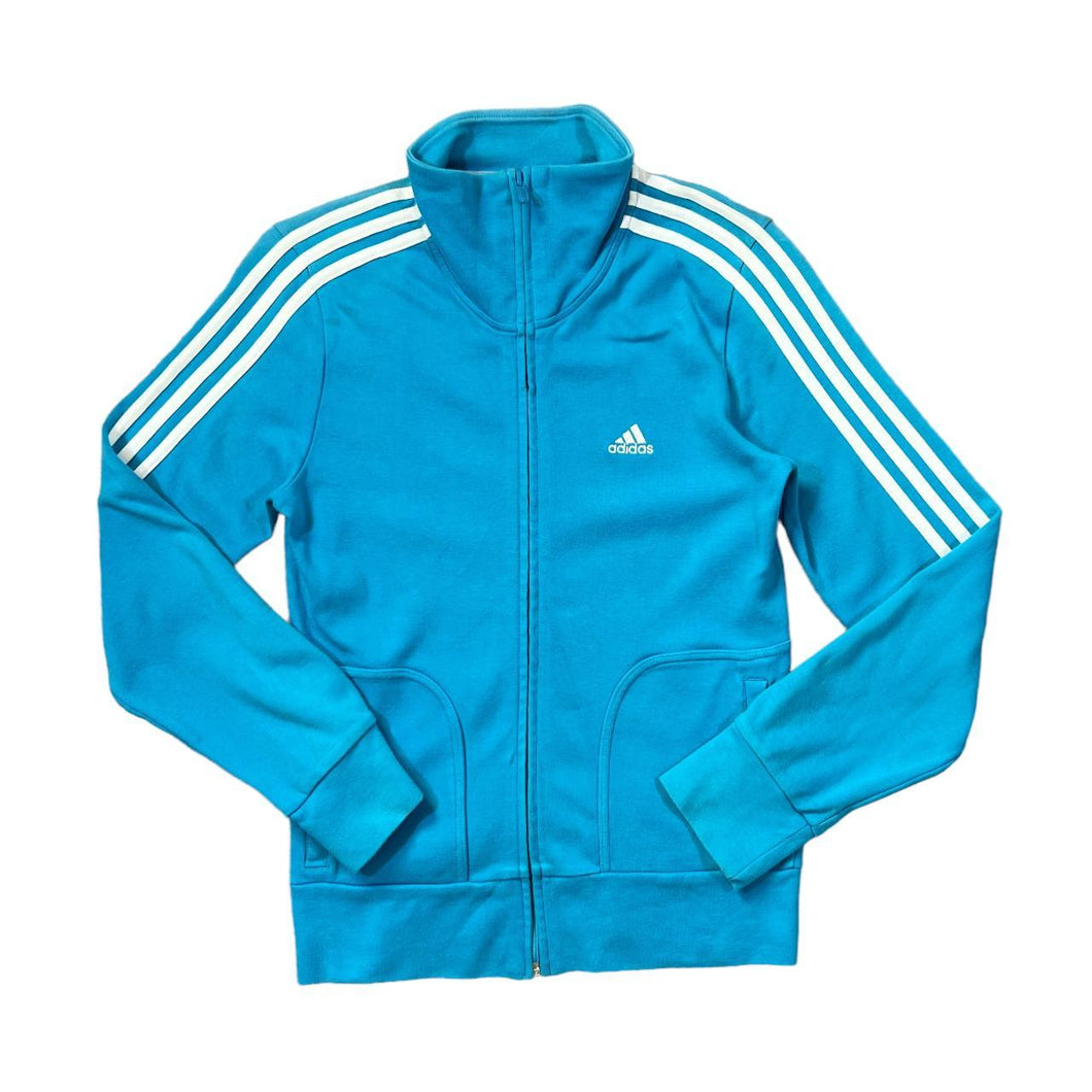 ADIDAS Classic Three Stripe Mini Logo Blue Zip Sweatshirt Track Top