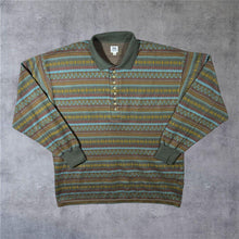 Load image into Gallery viewer, Vintage M.P. Company Crazy Abstract Patterned Polyester Acrylic Long Sleeve Polo Shirt
