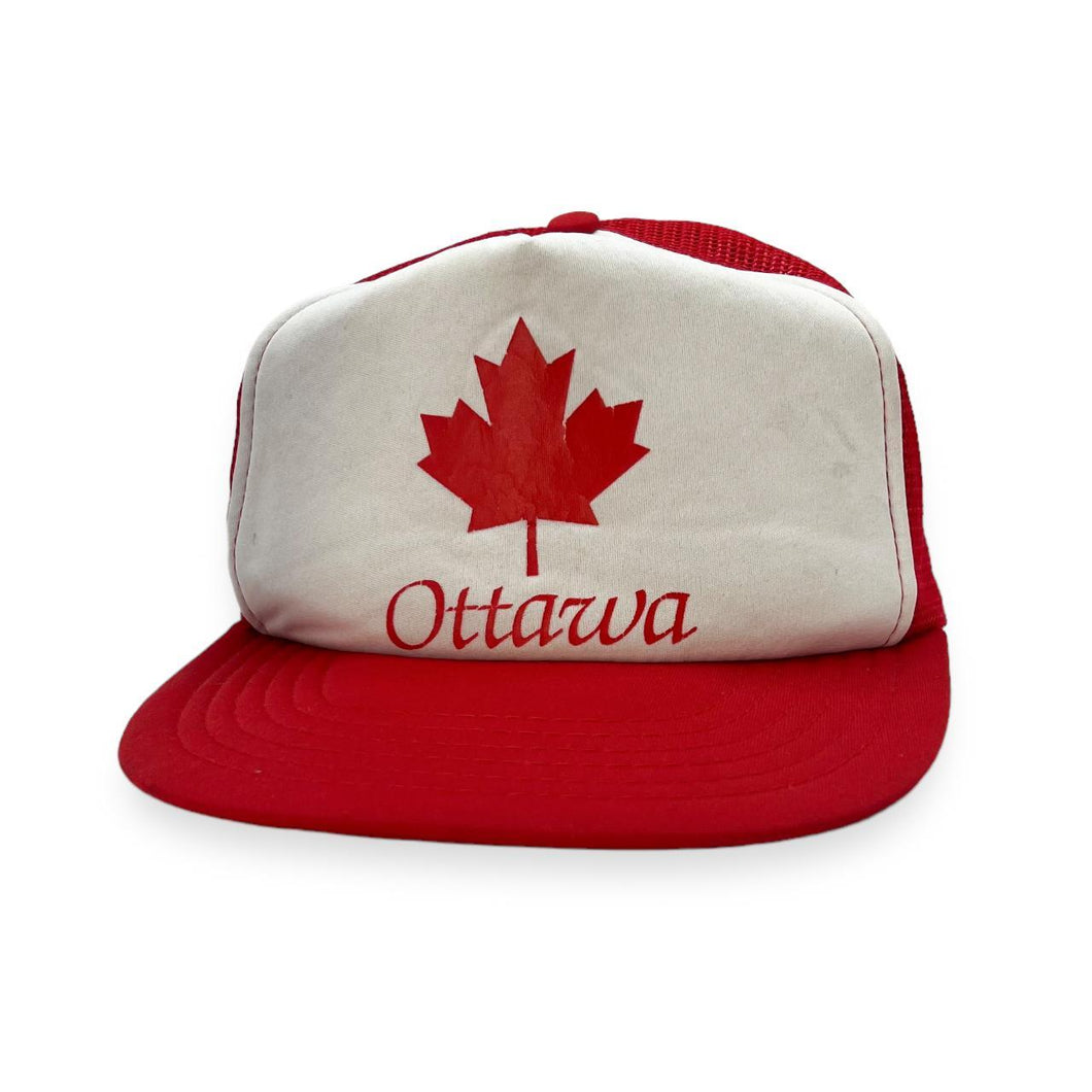 Vintage 80's OTTAWA Canada Souvenir Spellout Graphic Mesh Trucker Baseball Cap