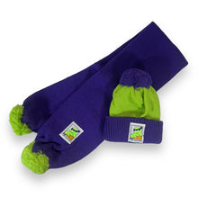 Load image into Gallery viewer, Vintage Mirage (1990) TEENAGE MUTANT NINJA TURTLES &quot;Donatello&quot; TV Shoe Cartoon Beanie Hat Scarf Set
