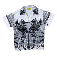 Load image into Gallery viewer, Early 00&#39;s Totsol Gothic Biker Tribal Dragon Graphic White Short Sleeve Shirt
