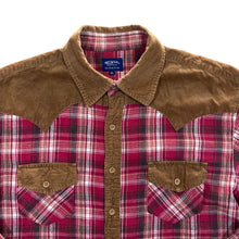 Load image into Gallery viewer, Cau Designs Corduroy Panel Cowboy Western Plaid Check Long Sleeve Shirt
