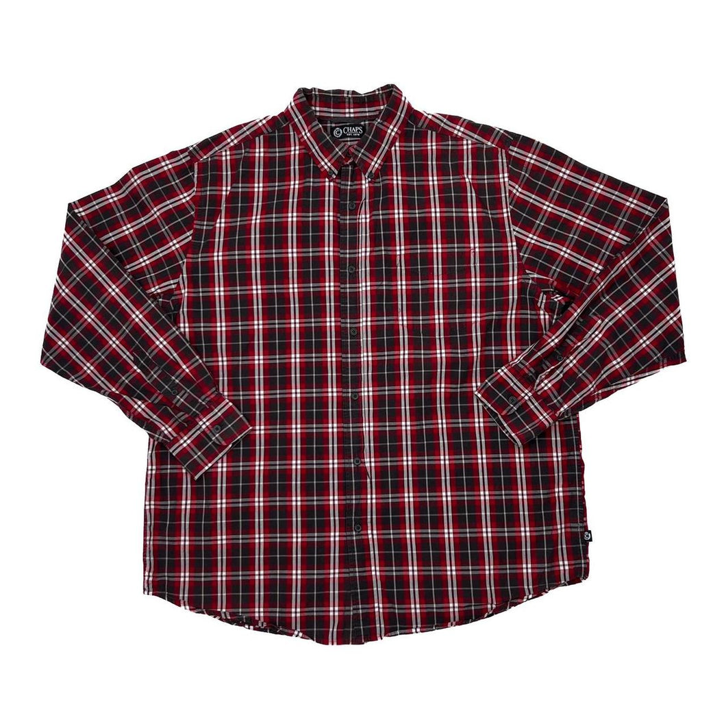 CHAPS Classic Plaid Check Long Sleeve Button-Up Cotton Shirt