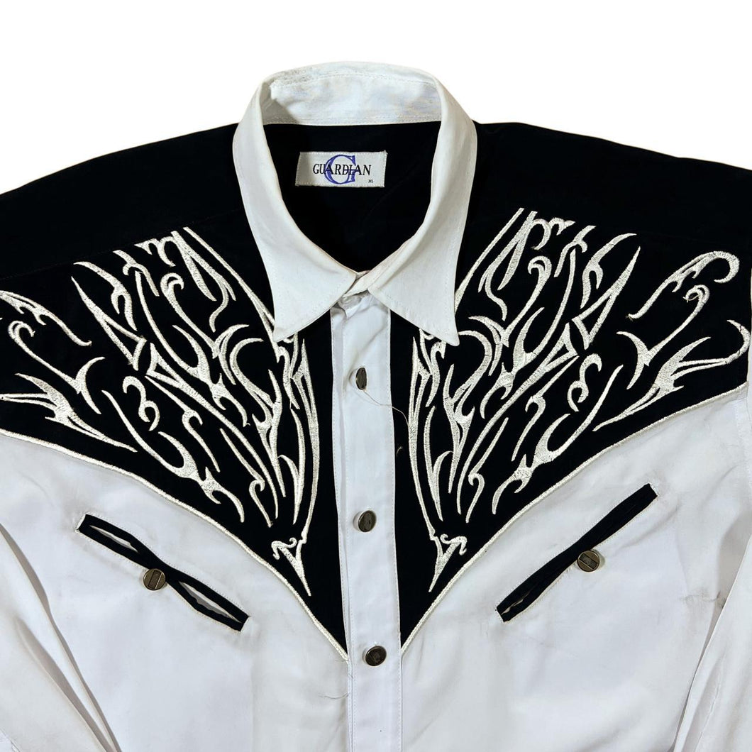 Vintage Guardian Cowboy Western Embroidered Panel Long Sleeve Shirt