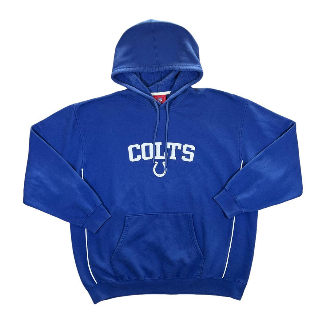 NFL INDIANAPOLIS COLTS Football Embroidered Logo Spellout Blue Pullover Hoodie