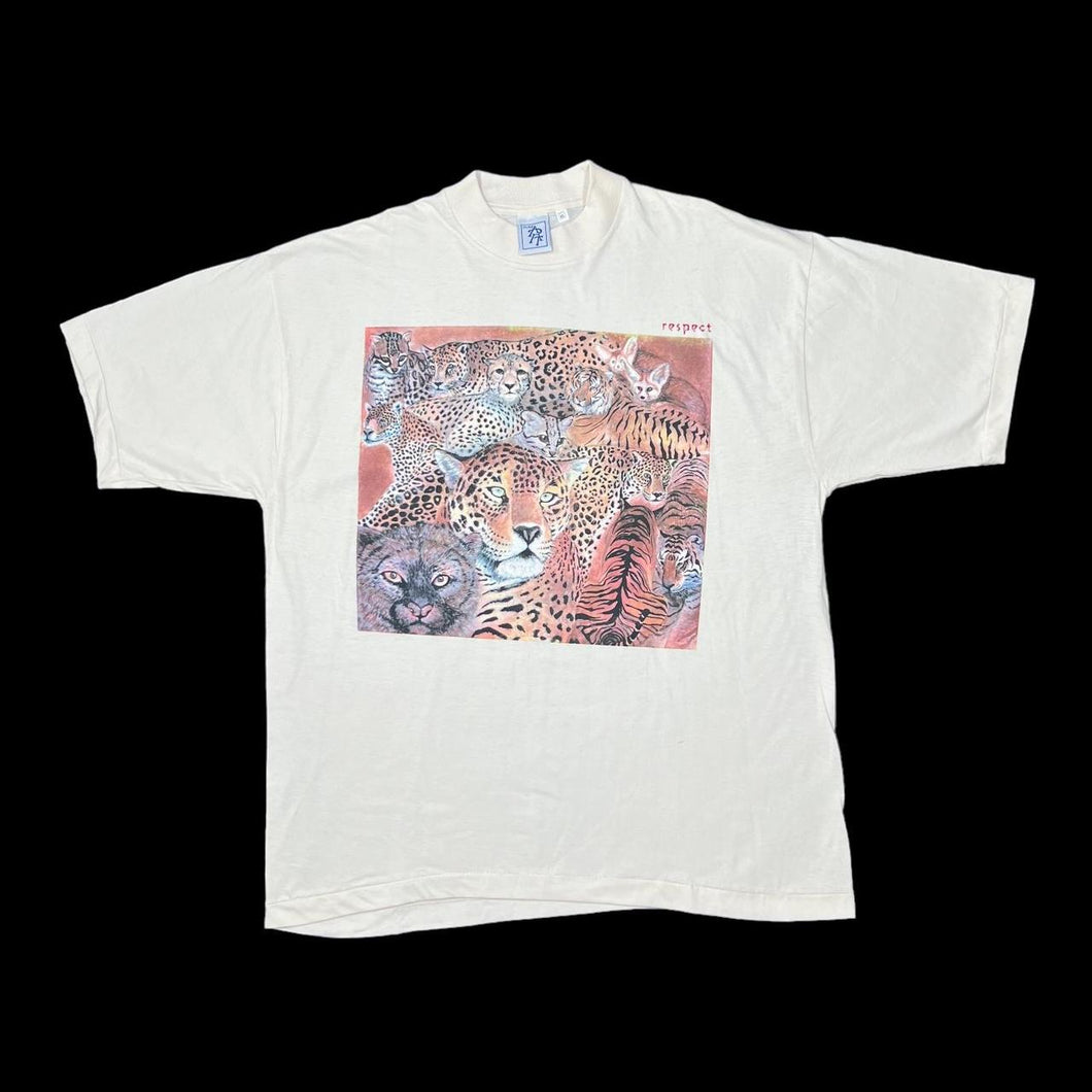 Vintage 90’s PURE ART “Respect” Big Cat Animal Nature Wildlife Graphic Single Stitch T-Shirt