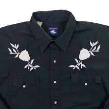 Load image into Gallery viewer, Vintage Chute #1 Cowboy Western Embroidered Floral Black Long Sleeve Shirt
