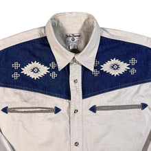 Load image into Gallery viewer, Vintage John Baner Cowboy Western Cream Blue Cotton Long Sleeve Shirt
