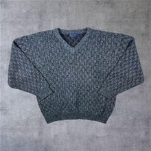 Load image into Gallery viewer, Vintage Savatini Classic Crosshatch Acrylic Knit V-Neck Sweater Jumper
