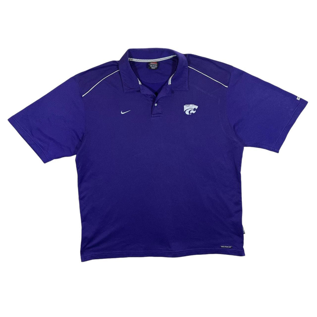 Vintage Nike Sphere Dry NCAA KANSAS STATE WILDCATS College Purple Polo T-Shirt