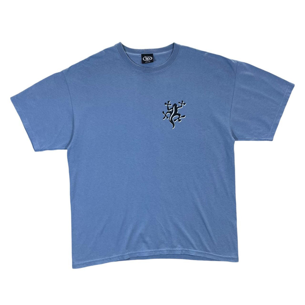 Vintage Lizard Gecko Reptile Graphic Skater Surfer Blue Cotton T-Shirt