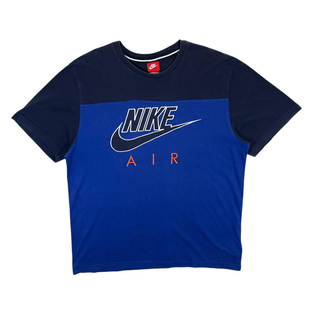 NIKE AIR Embroidered Big Logo Spellout Colour Block Blue T-Shirt