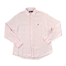 Load image into Gallery viewer, Vintage POLO RALPH LAUREN Classic Embroidered Mini Logo Long Sleeve Pink Linen Shirt

