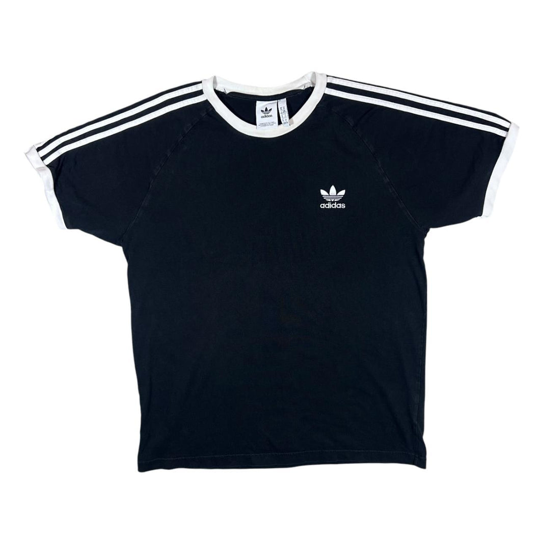 ADIDAS Classic Three Stripe Trefoil Mini Logo Ringer T-Shirt