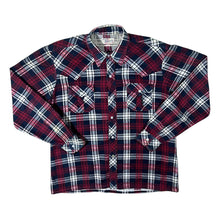 Load image into Gallery viewer, Vintage Friendship Navy Blue Red White Plaid Check Long Sleeve Flannel Shirt
