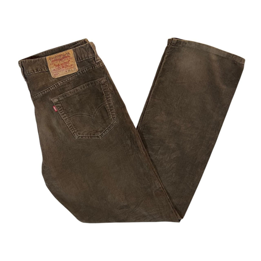 Vintage LEVI'S 505 Regular Fit Brown Corduroy Cord Straight Leg Trousers